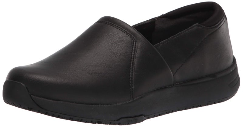 Dr. Scholl's Shoes Women's Dive In Slip Resisatnt Work Slip On Loafer,Black Smooth,11 Wide